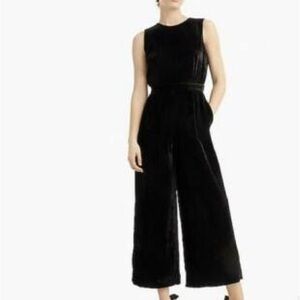 J. Crew Black Sleeveless Velvet Jumpsuit